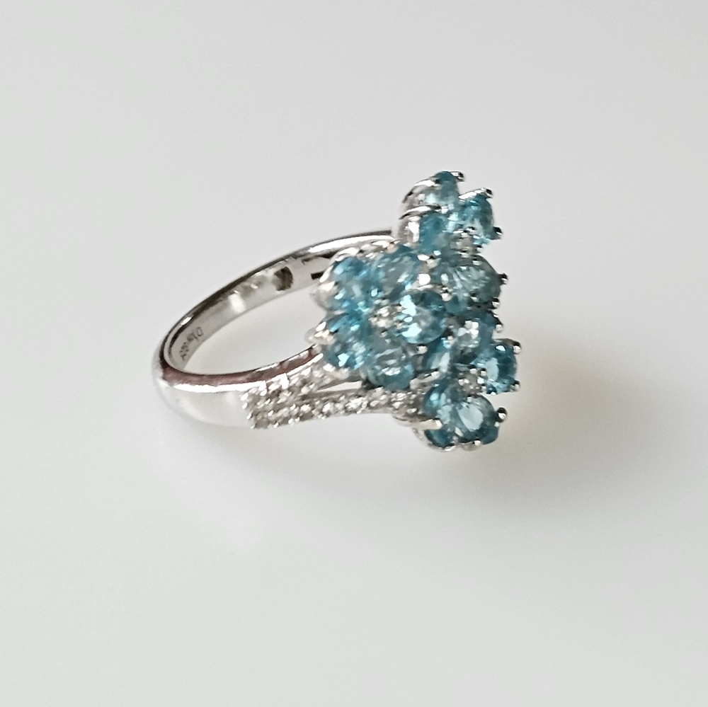 Natural Betroka Apatite Flower Ring Sterling Silver Sz 6! NEW - Picture 8 of 13
